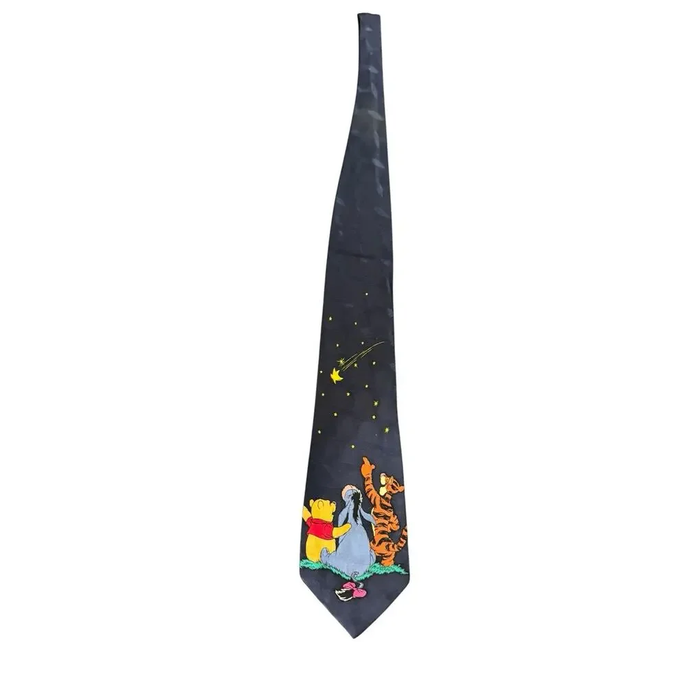 Disney Winnie The Pooh Tigger Eeyore Shooting Star Cartoon Necktie Silk